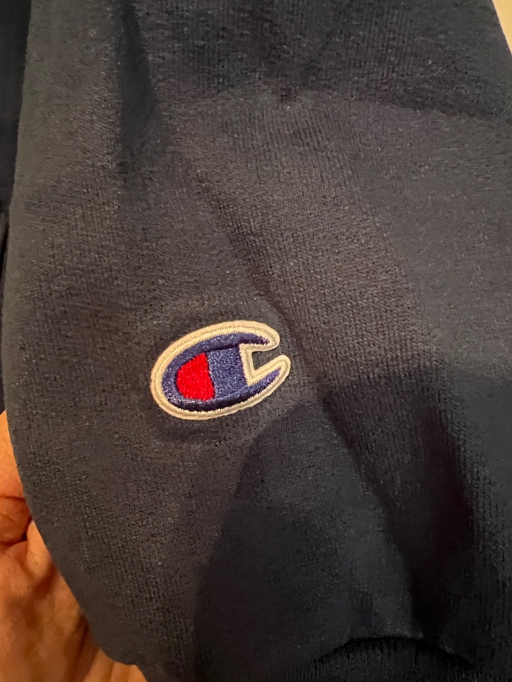Champion Navy Hoodie Men’s Large Pullover Sweatshirt Classic Logo - Picture 4 of 9